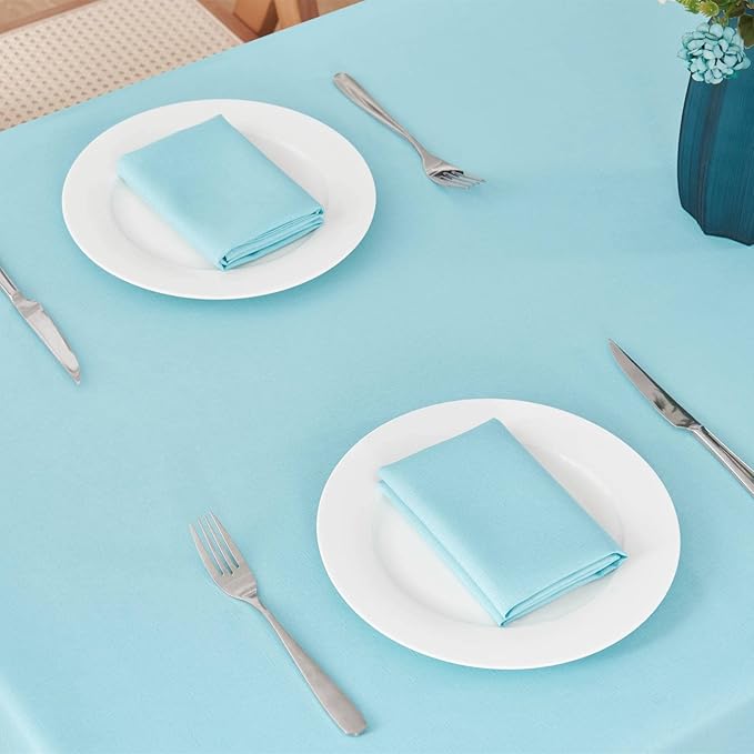 Rectangle Tablecloth Waterproof 60x144 inch Linen Textured Table Cloth Stain and Wrinkle Resistant Washable, Decorative Fabric Table Cover for Dining, Party and Camping, Aqua
