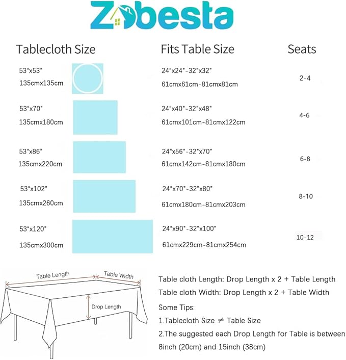 Zobesta Linen White Table Cloth Rectangle 53 x 86 Inch, Cotton Linen Tablecloth Rectangle Heavy Weight Washable Farmhouse Soft Boho Tablecloth for Kitchen, Outdoor, Party, Holiday, Picnic, Dining