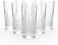 Glass with crystal-style design Clear Glass, Diamond Pattern, 15 oz, Set of 6, for Water, Cocktails, Beverages