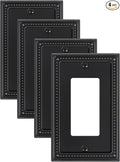 4-Pack Decorator Outlet Cover Plate, Pearls Decorative Switch Plates and Outlet Covers, Black Metal Wall Plates for Electrical Outlets, Receptacle, GFCI Outlet, Dimmer Switch