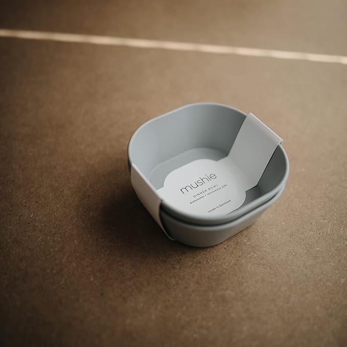mushie Square Dinnerware Bowls for Kids | Made in Denmark, Set of 2 (Cloud)