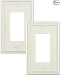 2-Pack Decorator Outlet Cover Plate, Decorative Switch Plates and Outlet Covers, Light Almond Metal Wall Plates for Electrical Outlets, Receptacle, GFCI Outlet, Dimmer Switch