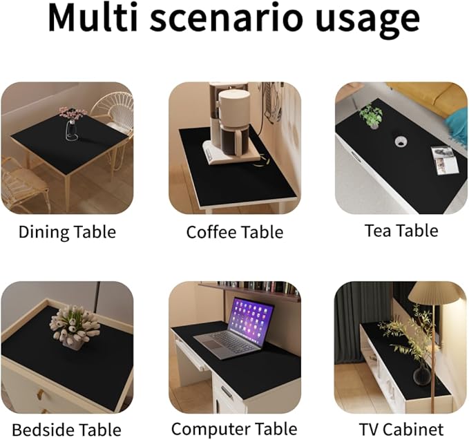 Dresser Pad for Top - 20x66 Inch Waterproof Easy to Clean Can Conceal Flaws Protector The Table Top from Scratches Used for Coffee Table Dresser(Black+Black 20x66)