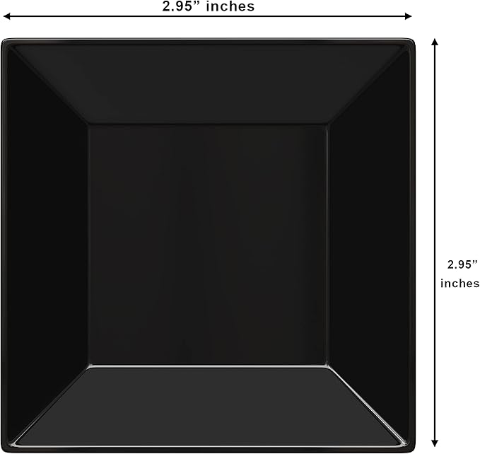 Exquisite Mini Disposable Appetizer Plates - 1200 Pack 2.95" x 2.95" Black Plastic Dessert Plates - Elegant Design for Weddings, Birthdays, and Formal Parties - Stackable and Convenient - BPA Free