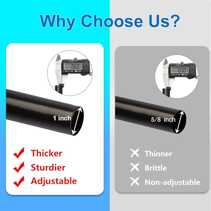 Curtain Rods for Windows 16 to 170 Inches Adjustable Length 1 Inch Diameter Window Curtain Rod with Aluminium End Cap, Antique Bronze