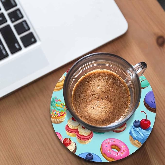 Sweets Ornament Table Coasters for Drinks Cupcake Dessert Cream Bake Cake Donut Pastry Macaron Chocolate 100% Diatomite Home and Dining Room Bar Decor 4 X 4 X 0.35 Inch for Men Women