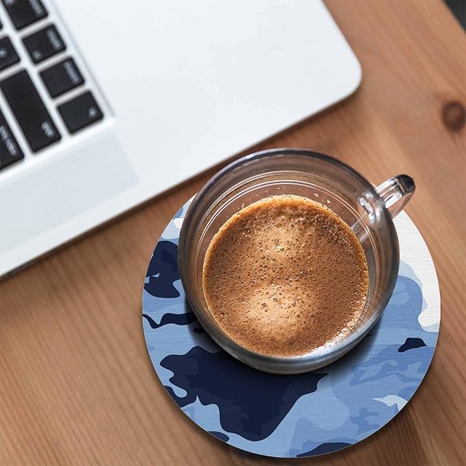 Texture of The Cloud Table Coasters for Drinks Orange White Blue Camouflage Color Mixed Pattern 100% Diatomite Home and Dining Room Bar Decor 4 X 4 X 0.35 Inch for Men Women