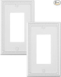 2-Pack Decorator Outlet Cover Plate, Decorative Switch Plates and Outlet Covers, Pure White Metal Wall Plates for Electrical Outlets, Receptacle, GFCI Outlet, Dimmer Switch