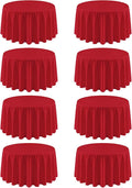 8 Pack Red Round Tablecloth 120 Inch Valentine’s Day Red Table Cloth, Washable Polyester Fabric Stain and Wrinkle Resistant Table Cover for Party Wedding Buffet Dining Banquet Anniversary