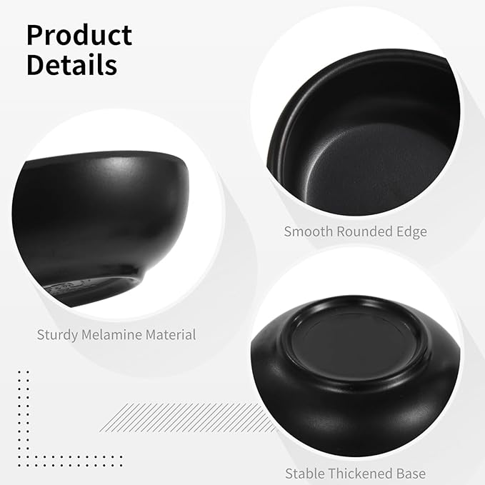 12 Pcs Soy Sauce Dish, 1.7 oz Black Dipping Bowls, Stackable Pinch Bowls, Unbreakable Small Bowl for Dips, Dip Bowl for Parties Parties, BBQs, Restaurants