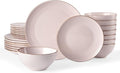 Famiware Jupiter Dinnerware Set, Plates and Bowls Dish Sets for 6 (18 Pieces), Microwave and Dishwasher Safe Stoneware Speckled Tableware, Chip and Scratch Resistant, Light Pink