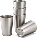 5 Pcs 12 oz Small Metal Cup, Double Wall Vacuum Stainless Steel Insulated Cup, Reusable Camping Cups Unbreakable Indoor Outdoor for Party, Home, Office, BBQ, Silver