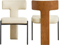 Beige Dining Chairs Set of 2,Faux Leather Dining Chairs with Soft Cushion,Comfortable Upholstered Armless Dining Room Chairs with Curved Plywood Back