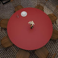 Round Table Pad, 1.8mm Thick, Dia.40 Inch, Leather Table Cover, Table Protector (Black+Wine Red)