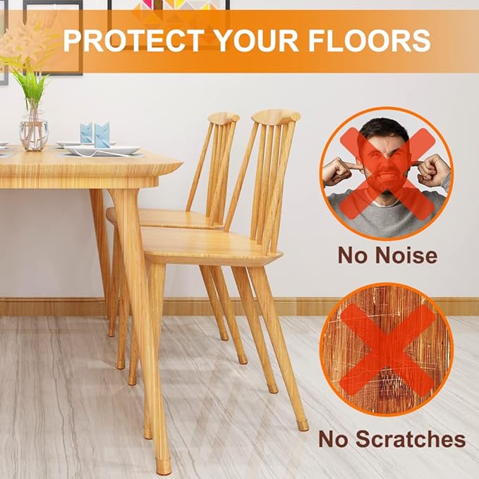 32 Pcs Chair Leg Floor Protectors for Hardwood Floors Silicone Covers to Protect Wood Tile Floors Scratches Felt Pads Furniture Leg Caps Reduce Noise (Fit:0.9"-1.29")