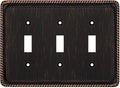 Henne Bery Rope Edge Decorative Wall Plate Switch Plate Outlet Cover (Triple Toggle, Aged Bronze)