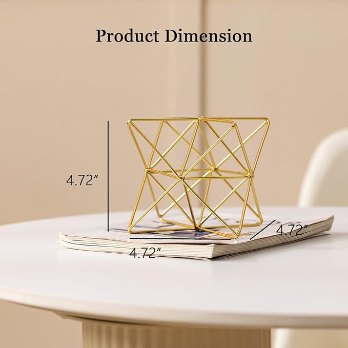 Metal Geometric Sculptures Home Decor, 3D Gold Decor Metal Table Top Decor Sphere, Abstract Coffee Table Decor Living Room Decor, Modern Home Decorations for Study, Bedroom, Office