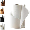 Mountain Paper Towel Holder Countertop, 2026 Upgrade 100% Natural Mango Wood Round Base and Iron Holder, Wooden Paper Towel Holder for Kitchen Roll Organize Dining Table Home Decor (White)
