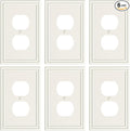 6-Pack Duplex Outlet Cover, Durable Solid Zinc Alloy Decorative Switch Plates and Outlet Covers, Light Almond Wall Plates for Electrical Outlets, 1 Gang Receptacle Cover, Corrosion Resistant