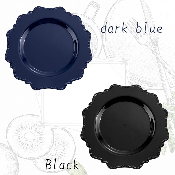 COLOSUS Navy Blue Disposable Plastic Party Plates Set Include 60pcs (30 guest) Dinner plate and Dessert Plate Heavy weight Party Dinnerware Plates