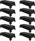 VidaFete Tablecloth 60 * 102inch 10 Pack Rectangle Table Cloth Polyester, Stain Wrinkle Resistant Dining Table Cover for Kitchen Dinning Party Wedding Rectangular Tabletop Buffet Decoration (Black)