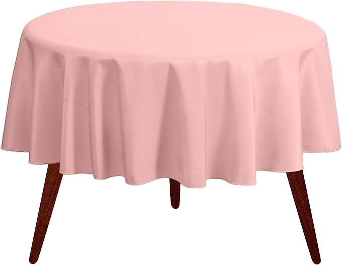 Gee Di Moda Round Tablecloth - 132 Inch Pink Round Table Cloth for 72 to 96 Inch Round Tables - Heavy Duty Washable Fabric - for Buffet Table, Holiday Party, Dinner, Wedding & Baby Shower