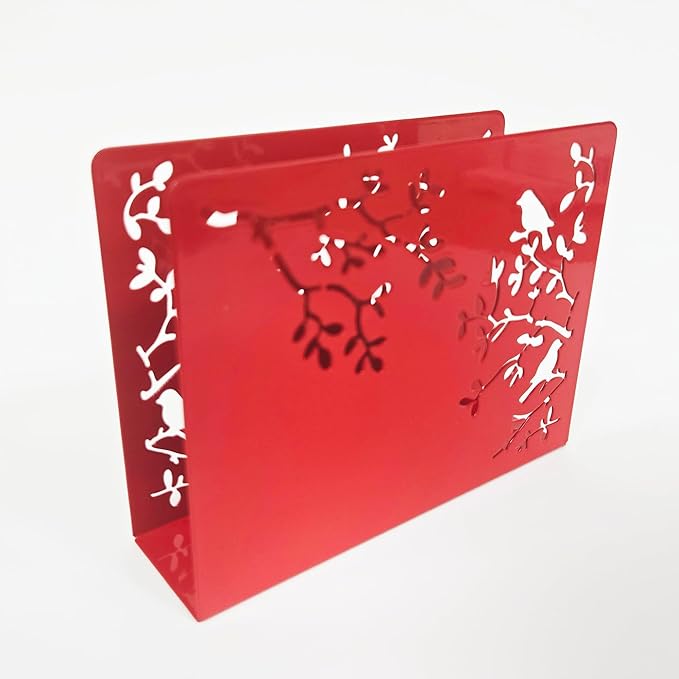 Mango Steam Tabletop Napkin/Tissue & Letter Holder for Home, Kitchen, Restaurants (Songbird, Red)