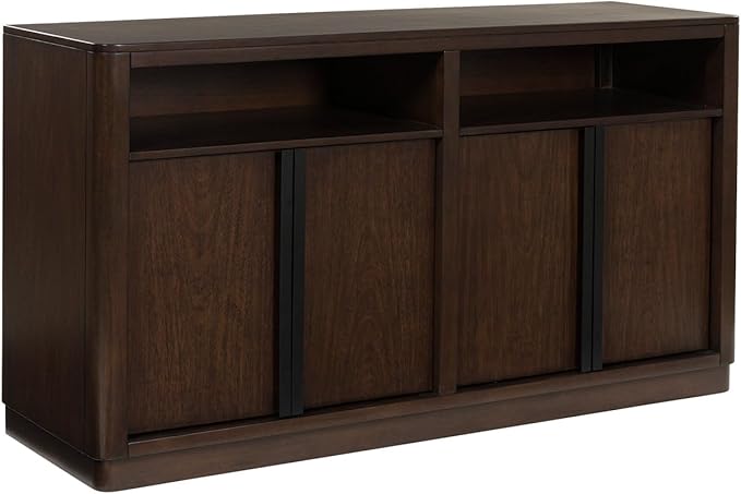 Signature Design by Ashley Kendamor Contemporary Dining Server with Open Cubby and Adjustable Shelves, Dark Brown