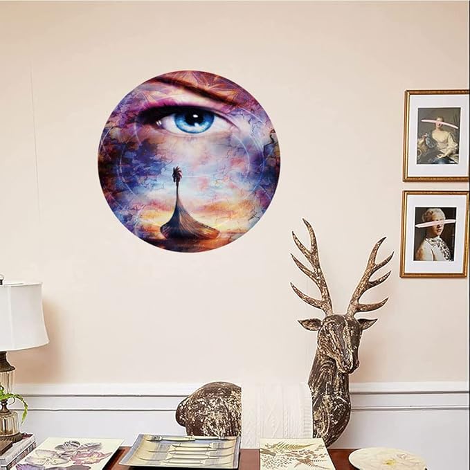 Ceramic Display Plate, Viking Ceramic Hanging Decorative Plate, Boat On The Beach and Woman Eye Boat with, 7 Inch, Household Custom Ceramic Plate, Multicolor