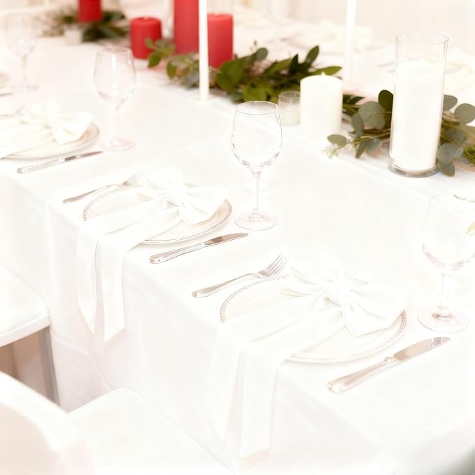 White Velvet Bow Napkin Rings Set of 6 Luxury Soft Velvet Napkin Holders, Elegant Bow Design for Christmas Holiday Dinner Wedding Party Table Decor