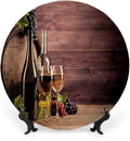 Ceramic Plates, Wine Decorative Ceramic Plates, Rustic Viticulture Concept, 7 Inch, for Dining, Parties, Wedding, Brown Green Light Brown
