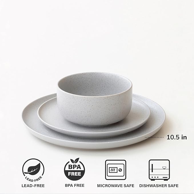WENSHUO Dinner Plates Set of 6, Chip and Scratch Resistant (Sandstone Gray, 10.5 Inch)
