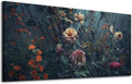 ADJUVANT Wall Art Impressionist Floral 40"L x 20"W, Dark Toned Blossoms With Lush Foliage Canvas Painting Enchanting Flowers Artwork Prints Floral Wall Decor for Living Room Bedroom Study Home Office