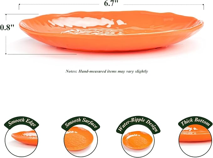 6.7-Inch Melamine Dessert Plates (Set of 6) - Unbreakable and Reusable Dinnerware with Ceramic Feel, Stackable and Dishwasher-Safe (Multi-color)