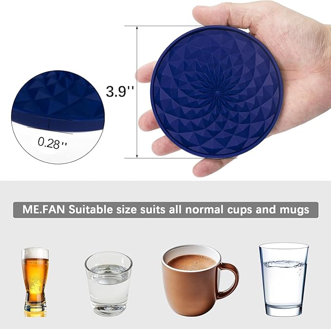 Cup Coasters Set of 6 with Holders Drink Coasters, Table Cup Mat, for Hot or Cold Drinks Thickened, Non-Slip, Non-Stick, Deep Tray Green