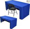 Nasitos 2 Pack Royal Blue 8ft Tablecloth Fitted-Open Back Folding Table Cover Washable and Wrinkle Resistant Rectangular Table Cloth for Trade Show, Book Fair, Career Fair, Convention, Events