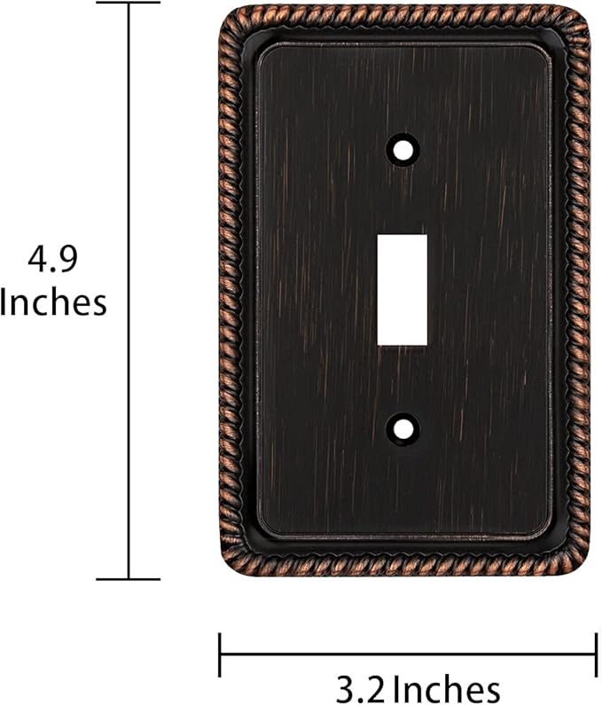 Henne Bery Rope Edge Decorative Wall Plate Switch Plate Outlet Cover (Single Toggle, 2 Pack, Aged Bronze)