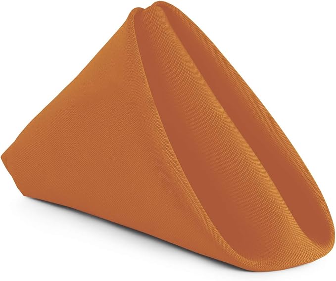 Gee Di Moda Cloth Napkins - 17 x 17 Inch Orange Dinner Napkins - Set of 12 Soft & Absorbent Washable Fabric Cloth Table Napkins with Hemmed Edges for Hotel Restaurant, Holiday Parties & Wedding
