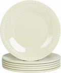 Melamine Beaded Dinner Plate Set of 6, 11inch, Cream, BPA Free, Platter, Serving Dishes, Chip & Break Resistant, Lightweight, Durable, Great for Dining, BBQs, Picnics, Weddings & Everyday Meals