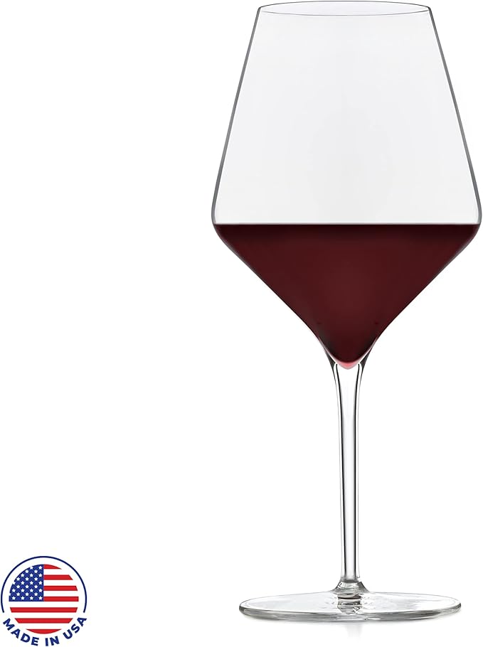 Libbey Signature Greenwich Wine Glass Gift Set, 24 Oz Angular Red Wine Glasses Set of 4 with Pulled Stem, Stemware Glasses for Cocktails, and More