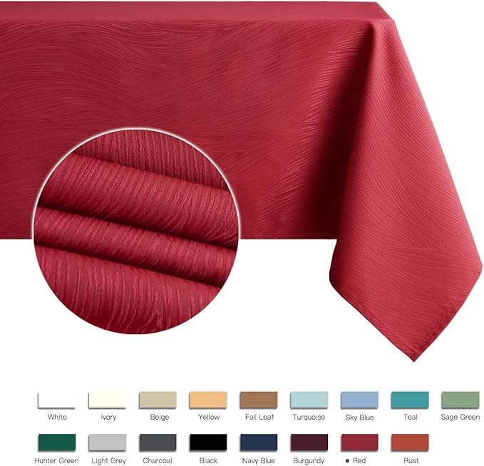 maxmill Jacquard Table Cloth Swirl Pattern Spillproof Wrinkle Resistant Heavy Weight Soft Tablecloth for Kitchen Dinning Tabletop Decoration Outdoor Picnic Rectangle 52 x 70 Inch Red