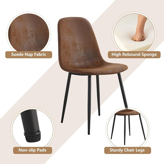 7 Piece Dining Table Set，Dinner Table Set for 6，55'' Kitchen Table and Suede Nap Fabic Chairs Set of 6，6 Chair Dining Table Set for Kitchen Dining Room
