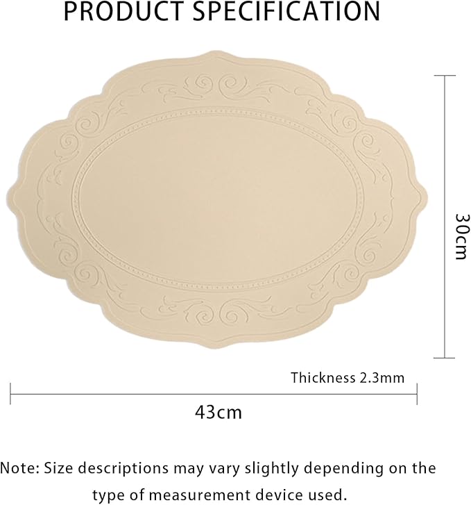 Silicone Placemats Set of 4, Oval Heat Resistant Non-Slip Table Mat, Waterproof Silicone Placemat, Insulating Placemats, Easy to Clean Table Placemats by Siliconty(4, Comb)