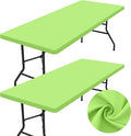 homing 2 Pack Rectangle Table Cloth, Elastic Fitted Fabric Tablecloth Fits for 8 Foot Folding Tables, Washable Table Cover for Picnic, Camping, Indoor & Outdoor (Lime Green, 30" x 96")