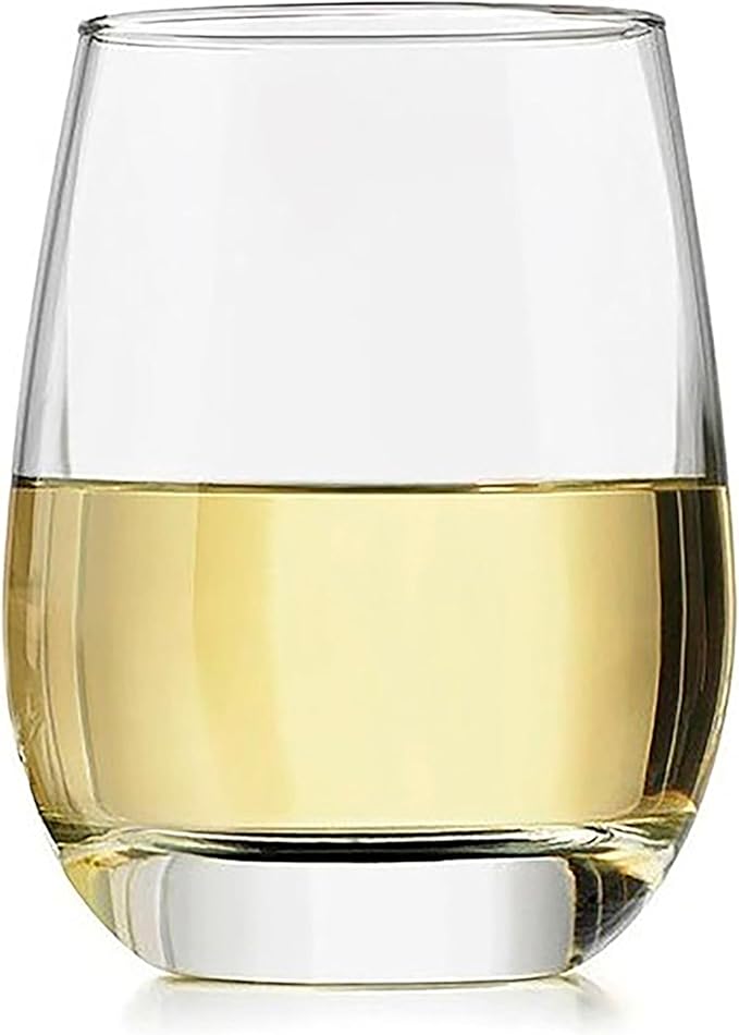 Libbey 231 Stemless Wine Glasses Set of 12, Clear, Restaurant Quality Red and White Wine Glasses, Drinking Glasses Set for Large Gatherings and Events