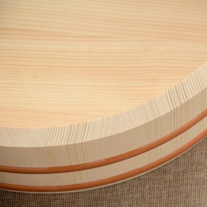 Kichgather 14.2 Inch Wooden Sushi Rice Bowl Hangiri Sushi Oke Rice Mixing Tub