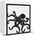 Octopus Napkin Holder for Table Countertops, Matte Black Decorative Standing Napkin Dispenser for Kitchen Dining Outdoor, Farmhouse Metal Paper Cocktail Napkin Storage Holder