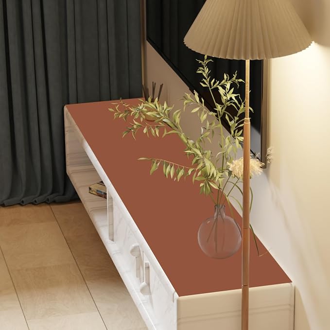 Leather Desk Mat,1.8mm Thick,15.75x63 Inch Desk Cover,Desk Protector Mat,Dresser Cover Top,Coffee Table Covers,Make Up Mat,End Table Covers,Cover Damaged Dresser Top(Brown+Gray,15.75x63)