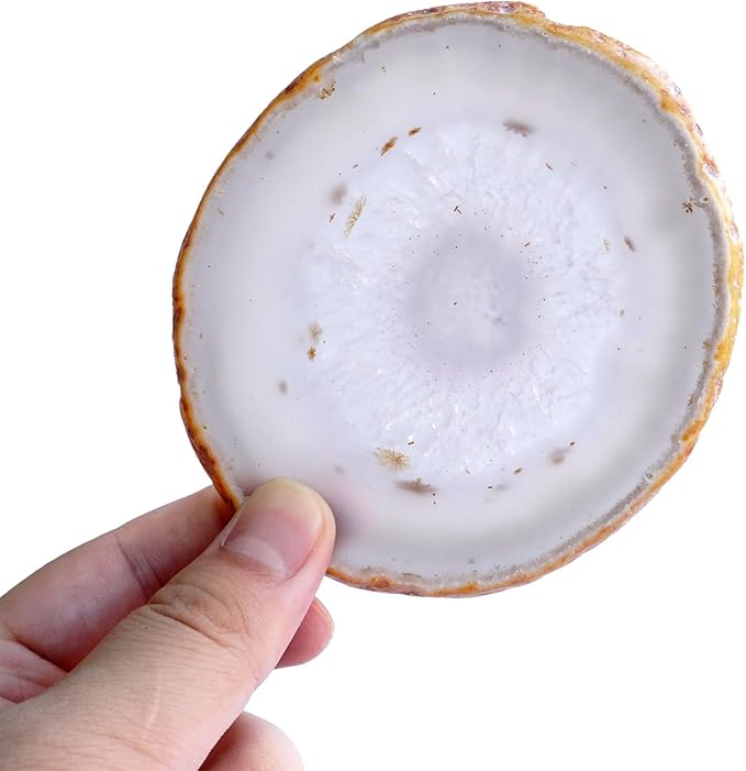 Agate Coasters Set of 4 3-4'',Crystal Geode Stone Coasters with Rubber Bumpers,Agate Slices for for Drink Home Decor, Coffee Table, Bar Accessories,Birthday Gift