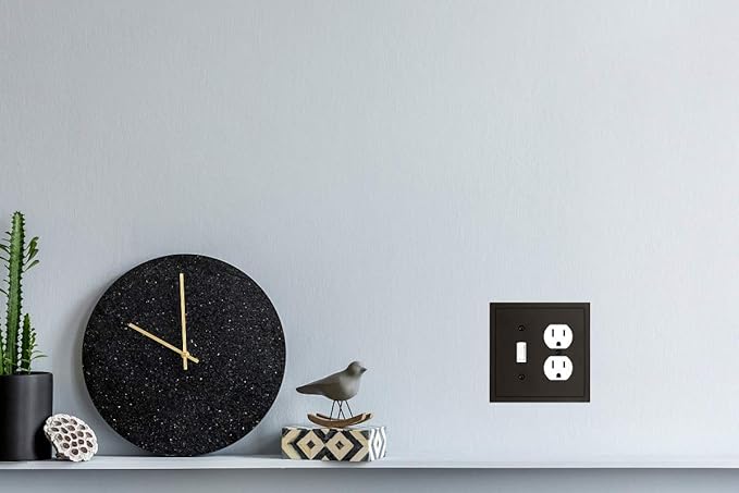 Modern Edge Decorative Wall Plate Switch Plate Outlet Cover, Durable Solid Zinc Alloy (Toggle/Duplex, Matte Black)